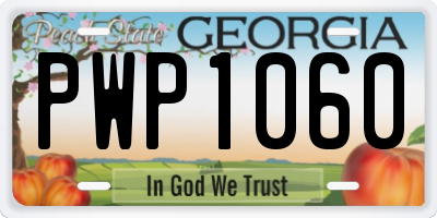 GA license plate PWP1060