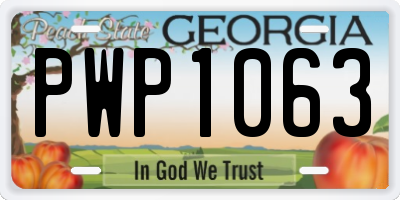 GA license plate PWP1063