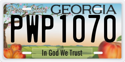 GA license plate PWP1070