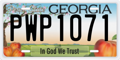 GA license plate PWP1071