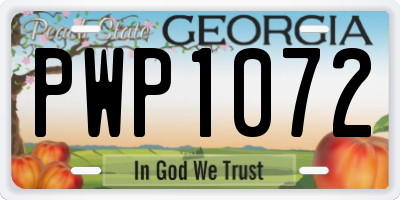 GA license plate PWP1072