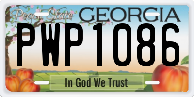 GA license plate PWP1086