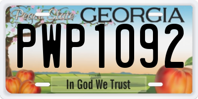 GA license plate PWP1092
