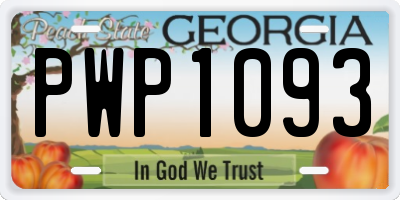 GA license plate PWP1093