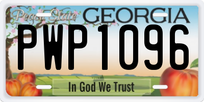 GA license plate PWP1096