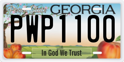 GA license plate PWP1100
