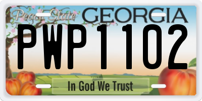 GA license plate PWP1102