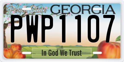 GA license plate PWP1107