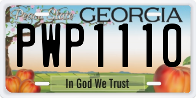 GA license plate PWP1110