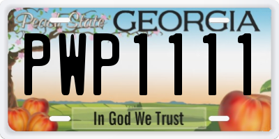 GA license plate PWP1111