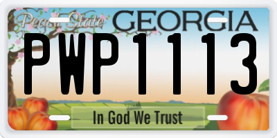 GA license plate PWP1113