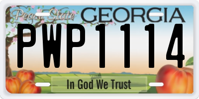 GA license plate PWP1114