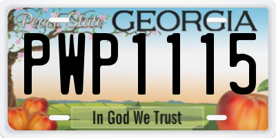 GA license plate PWP1115
