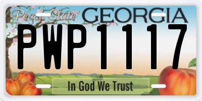 GA license plate PWP1117
