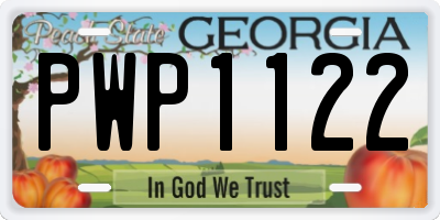 GA license plate PWP1122