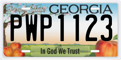GA license plate PWP1123
