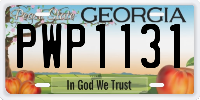 GA license plate PWP1131
