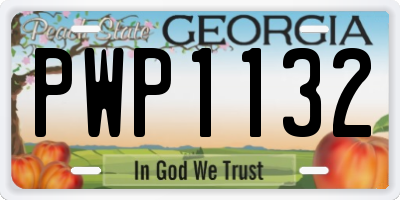 GA license plate PWP1132