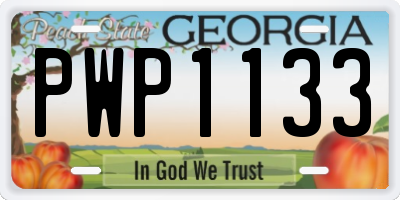 GA license plate PWP1133