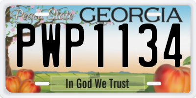 GA license plate PWP1134