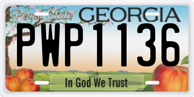 GA license plate PWP1136