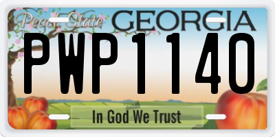 GA license plate PWP1140