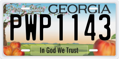 GA license plate PWP1143