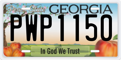 GA license plate PWP1150