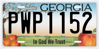 GA license plate PWP1152