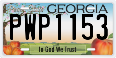 GA license plate PWP1153
