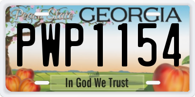 GA license plate PWP1154