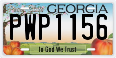 GA license plate PWP1156
