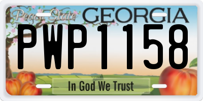 GA license plate PWP1158