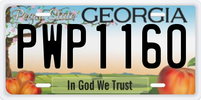 GA license plate PWP1160