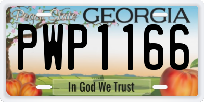 GA license plate PWP1166