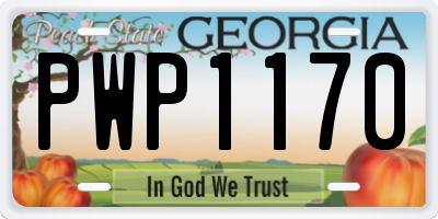GA license plate PWP1170