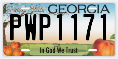 GA license plate PWP1171