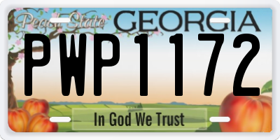 GA license plate PWP1172
