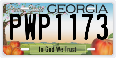 GA license plate PWP1173