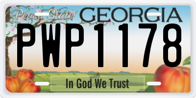 GA license plate PWP1178