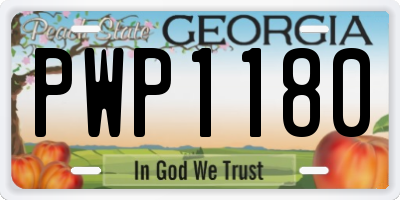 GA license plate PWP1180