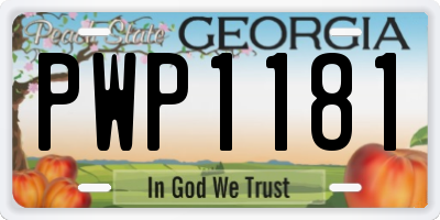 GA license plate PWP1181