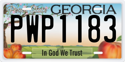 GA license plate PWP1183