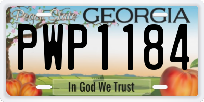 GA license plate PWP1184