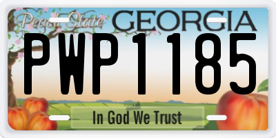 GA license plate PWP1185