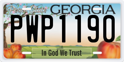 GA license plate PWP1190
