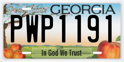GA license plate PWP1191