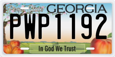 GA license plate PWP1192