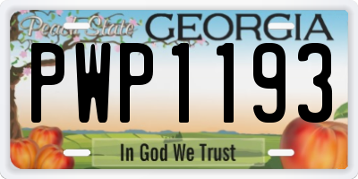 GA license plate PWP1193