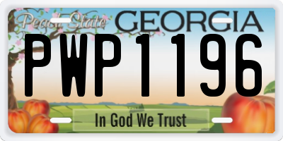 GA license plate PWP1196
